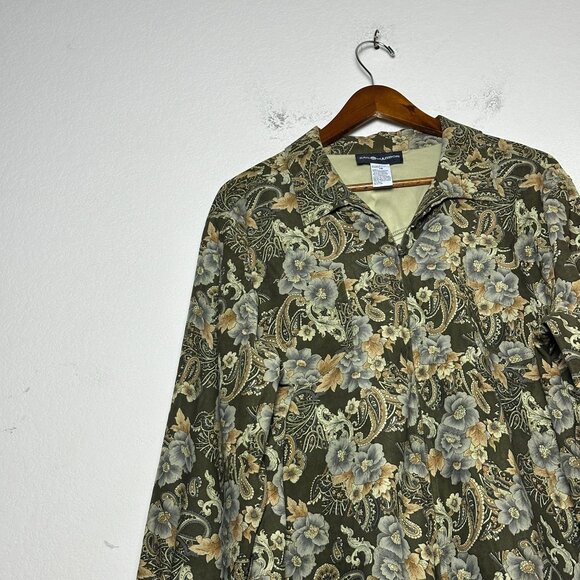 VTG Sag Harbor Paisley Floral Pattern Sweater Women 16 Full Zip Prep Retro Fall - Picture 1 of 10